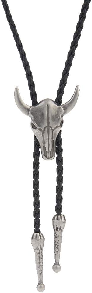 COOLLA Bolo tie- Handmade Bull Western Cowboy Black Vintage Turquoise Pendant for Women,Men