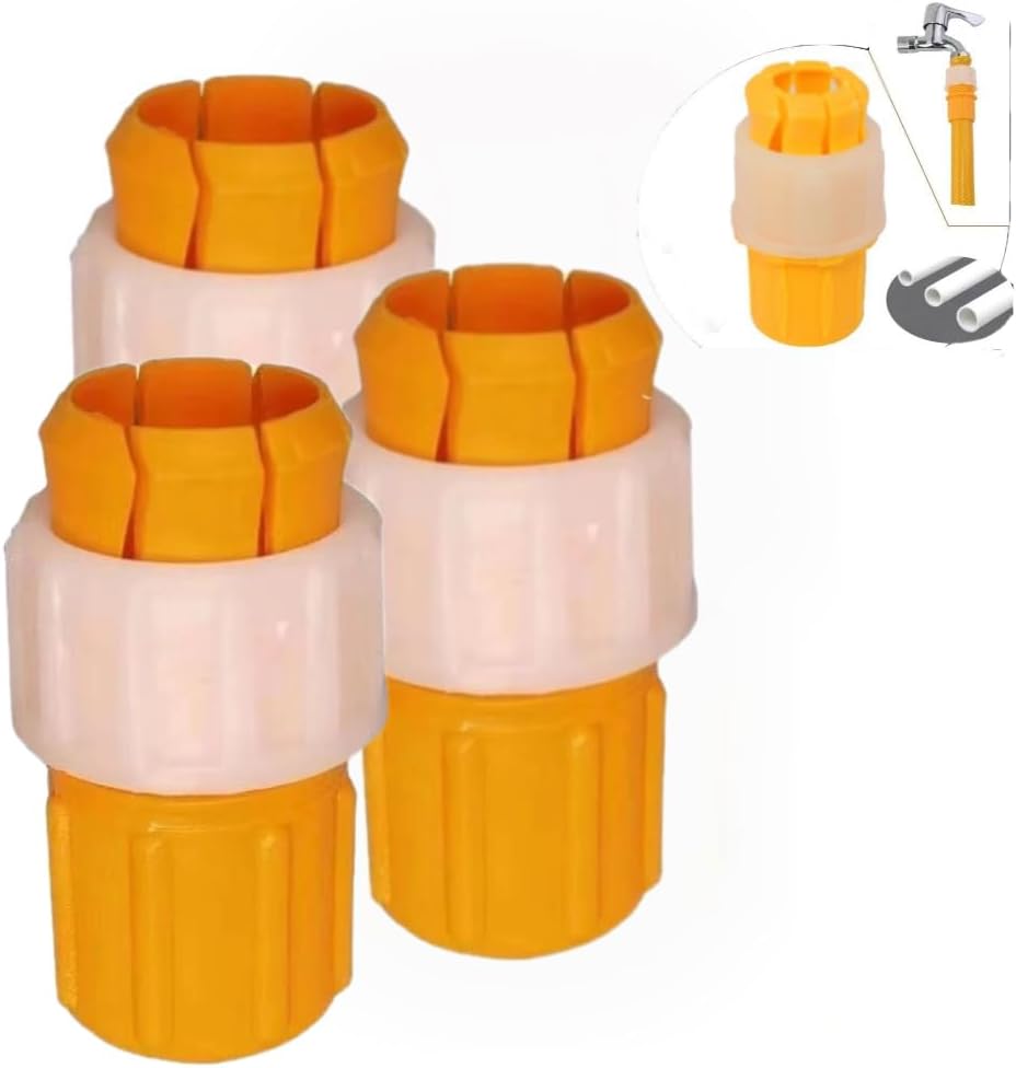 Katartizo 3PCS Orange Water Connector Universal Tap to Garden Hose Pipe Connector, Mixer Kitchen Tap Adapter Faucet Adapter Hose Connector for Indoor, Outdoor, Garden, Patio, Watering Irrigation Tool