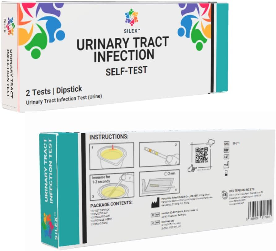 SILEX™ Premium Self-Test Urinary Tract Infection (UTI Test) – Easy, Accurate, Home Testing, Early Detection - Professional Urine Strips, Dipstick Tests - 2 Tests