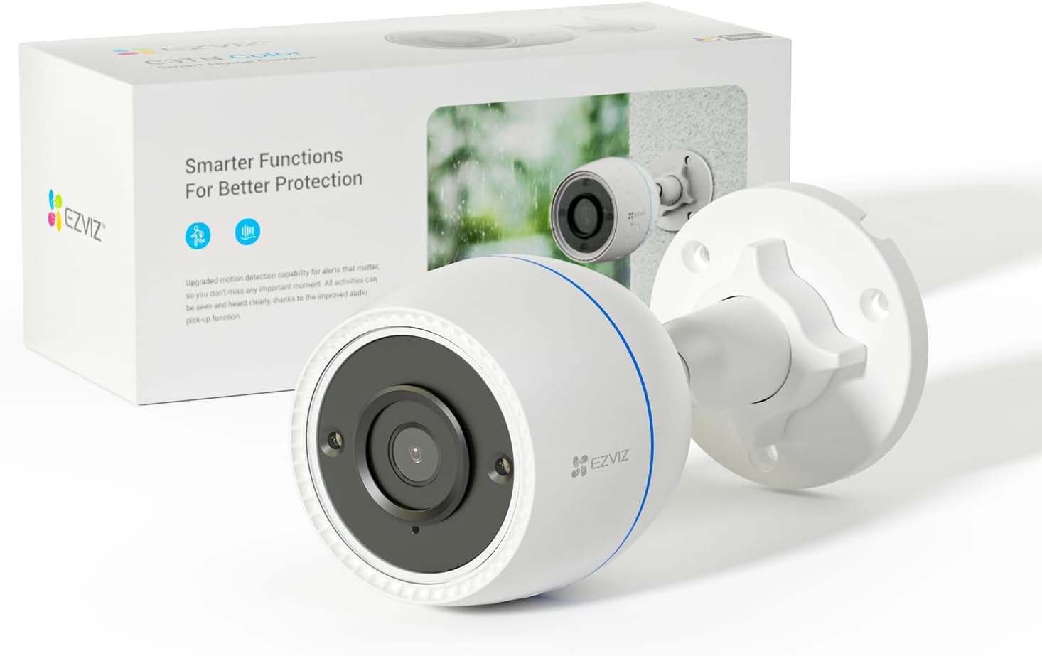 EZVIZ Outdoor Camera Colour Night Vision, CCTV System Wi-Fi Home Security Camera, Strobe Light, 1080P FHD, Motion Detection, IP67 Waterproof, 256GB SD Card/Cloud Storage, Alexa/Google (C3TN)