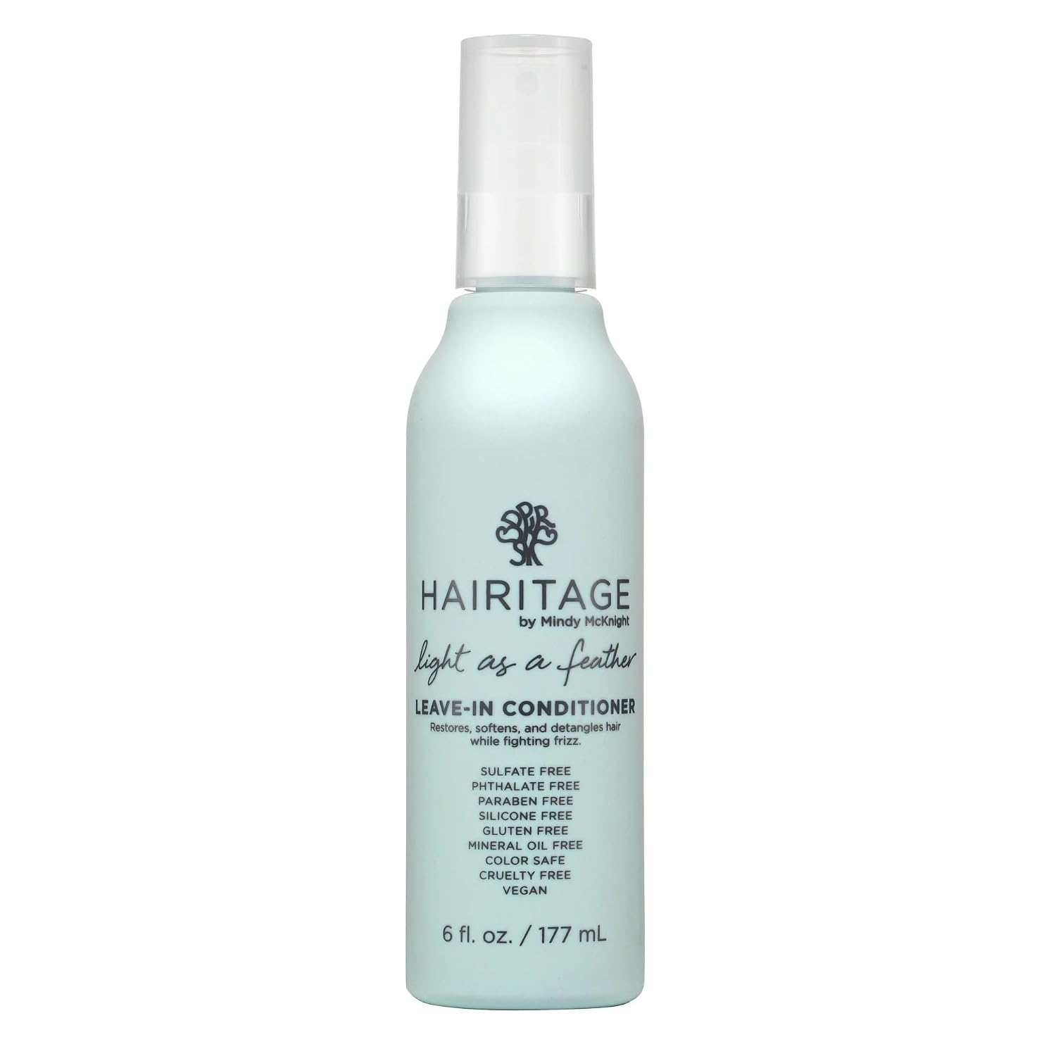 Hairitage Light as a Feather Leave-in Conditioner Spray - Leave-In Hair Treatment - Detangles + Fortifies - Reduces Breakage + Deep Conditions - Lightweight Feel for All Hair Types, 6 fl oz