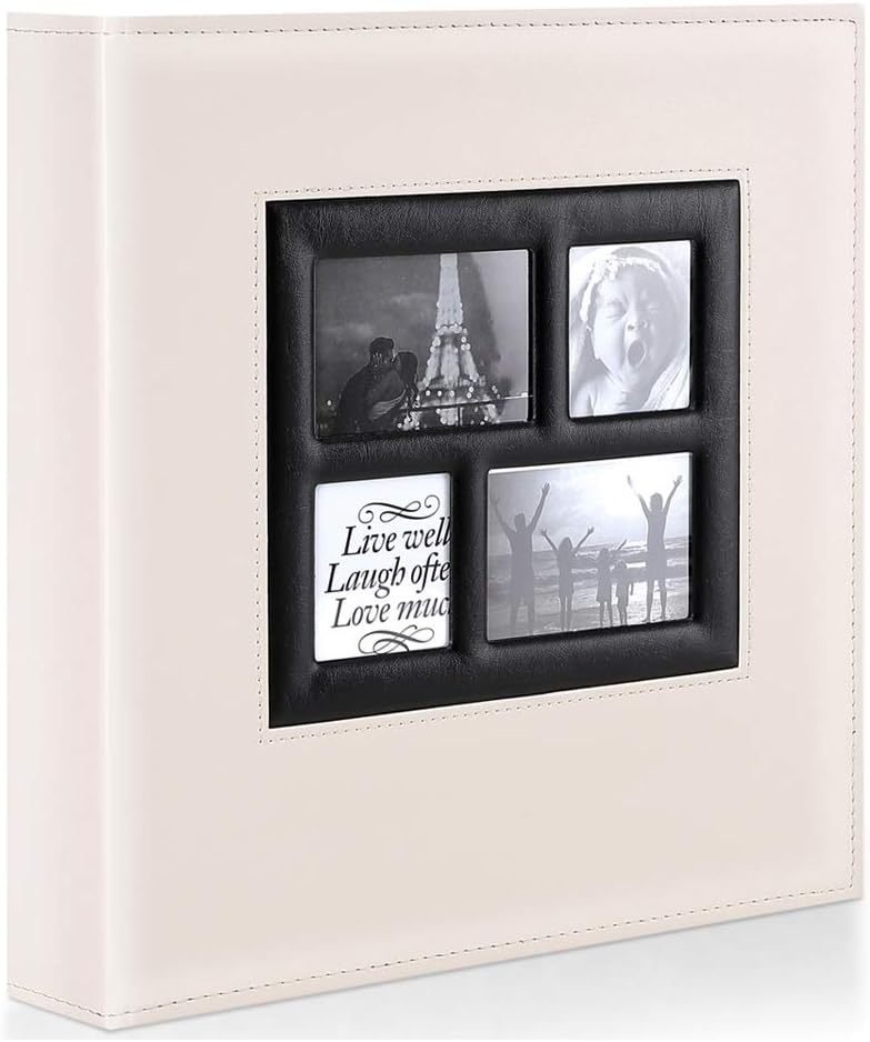 Benjia Photo Album 500 Pockets 6x4 Photos, Extra Large Size Leather Cover Slip in Wedding Family Photo Albums that Holds 500 6x4"/ 10x15cm Photos Beige