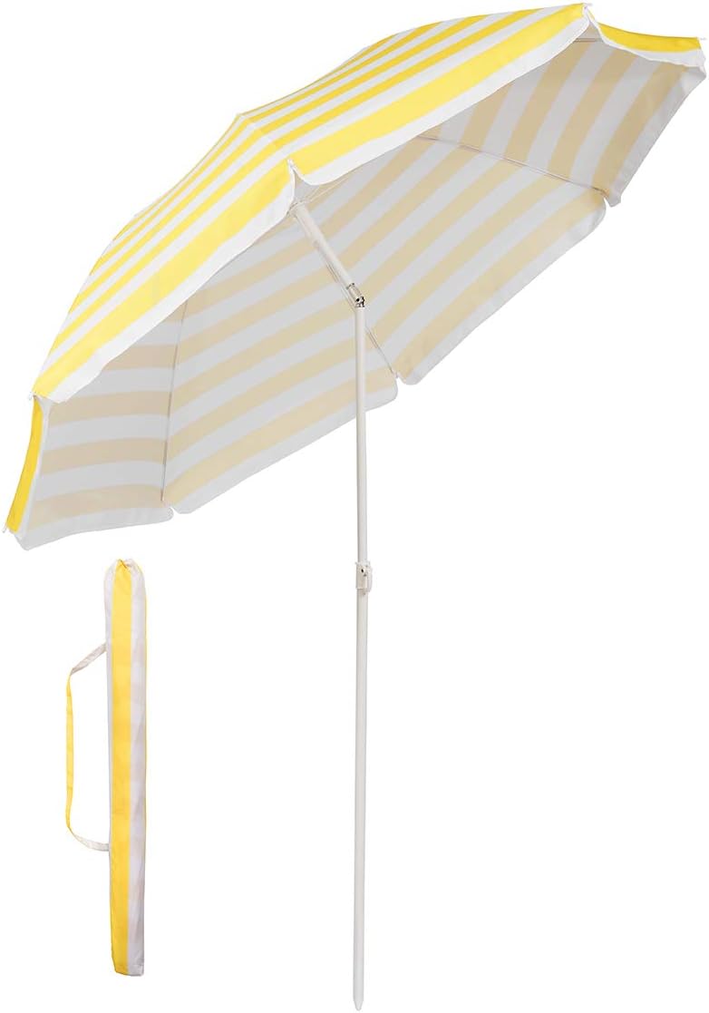 Sekey 1.6m/1.8m Garden Parasol with Umbrella Cover, Stable Beach Umbrella with Eight Ribs for Balcony, Pool, Patio. Tilt Angle and Height Adjustable