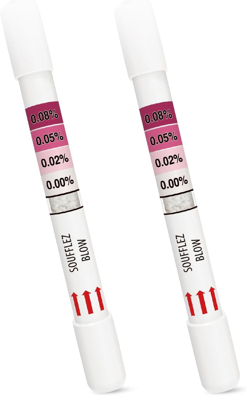 Breathalyzers for Alcohol, Single-Use Disposable Breath Alcohol Analyzer 4-Level Indication Home Testing for Personal Use, 2 Tests