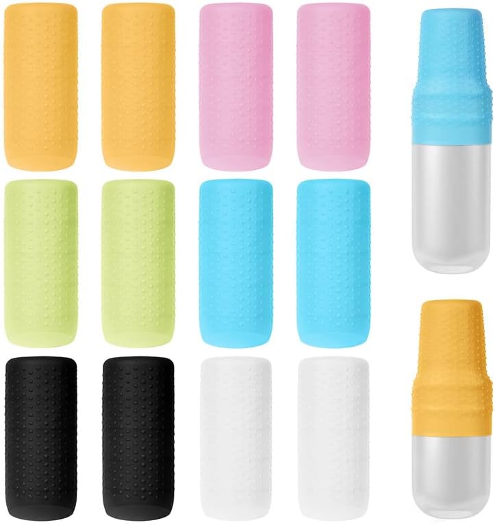 Aucuu 12 PCS Elastic Sleeves for Travel, Silicone Toiletry Sleeves for Travel Size Bottles, Reusable Leak Proof Bottle Covers for Body Wash Shampoo Container In Luggage