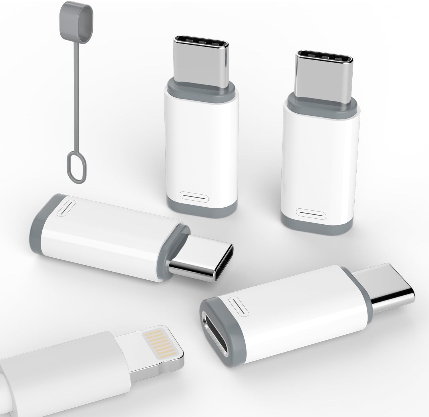 4 Pack Lightning to USB C Adapter for iPhone 15/16 Pro/16 Pro Max/Plus,Samsung S24,iPad Air,Nintendo Switch,Fast Charging&Data Transfer (Lightning to USB C Adapter)