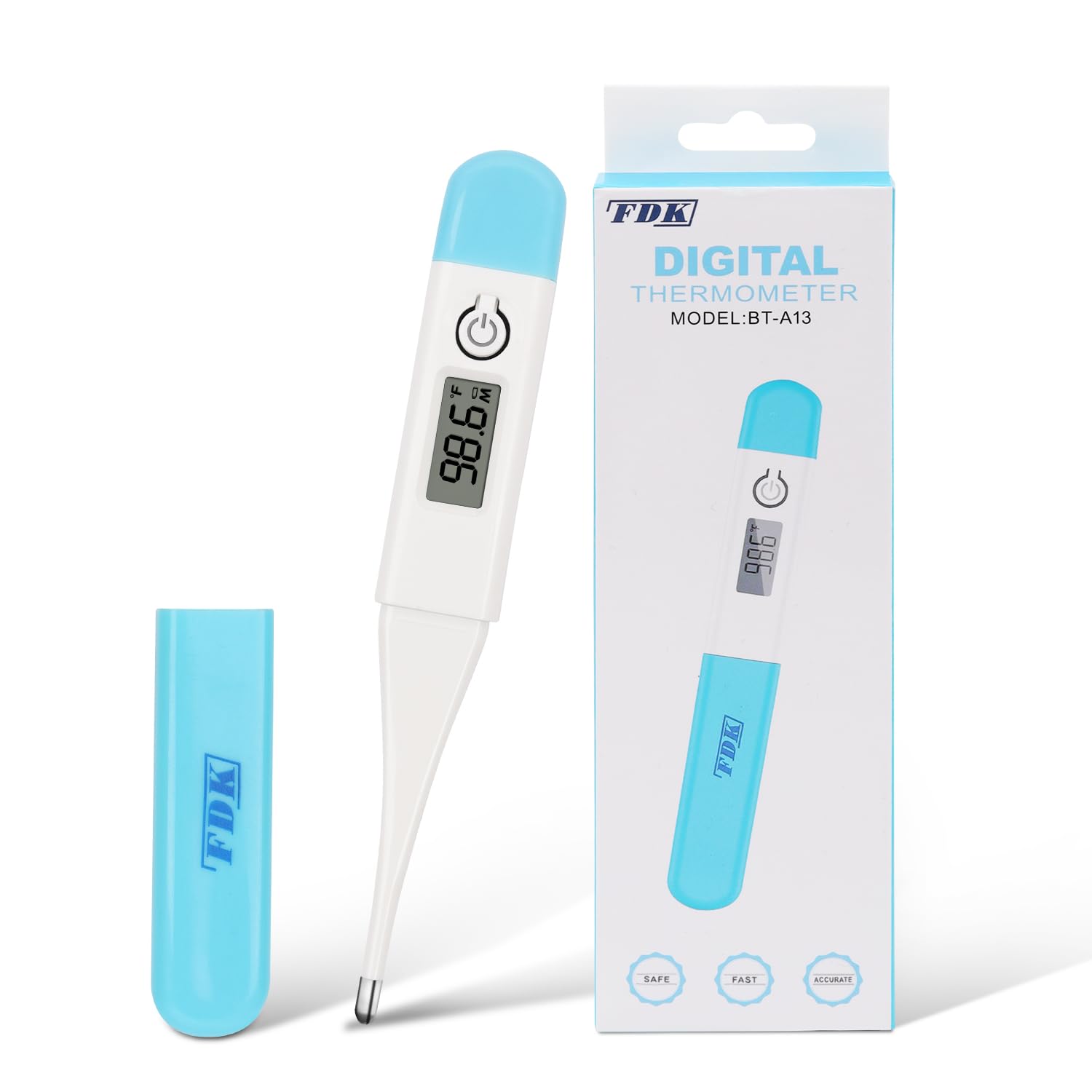 Thermometers for Adults Kids, Digital Fast Accurate Reading Oral Thermometer for Baby Temperature, Water-Resistant Easy-to-Use & Read, Probe Covers Included