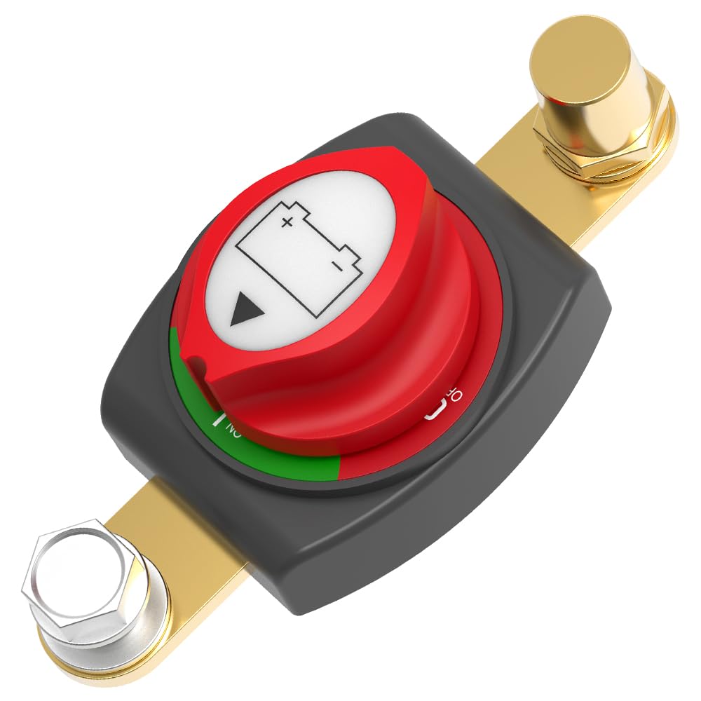Side Post Battery Disconnect Swi with Adapter 275A 12-48V Heavy-Duty Battery Disconnect Switch for Car Vehicle RV and Boat(On/Off)