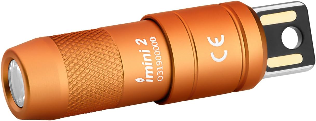 OLIGHT IMINI 2 EDC Rechargeable Keychain Flashlight, 50 Lumens Compact and Portable Mini LED Keyring Lights with Built-in Battery Ideal for Everyday Carry and Emergencies (Orange)