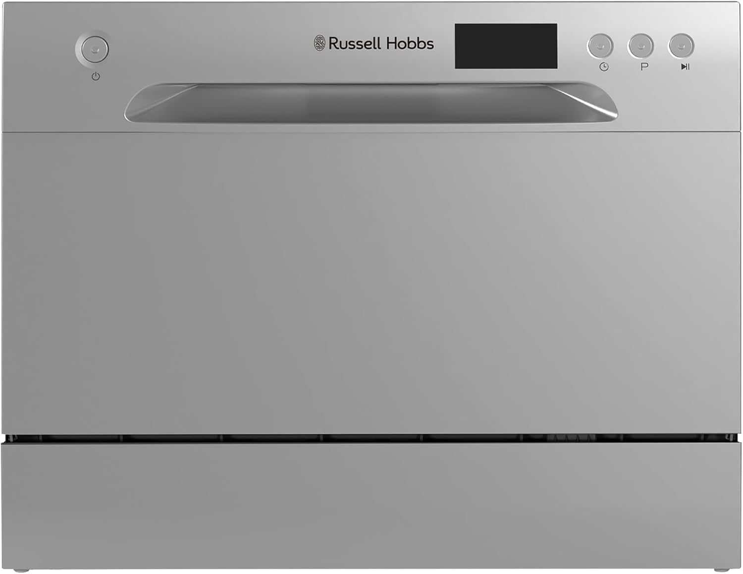 Russell Hobbs Table Top Dishwasher Compact Mini with 6 Place Settings, LED Display, Button Control, 6 Programmes, Portable & Efficient, 24hr Timer, Rinse & Eco Mode in Silver, RH6TTDW0D1S