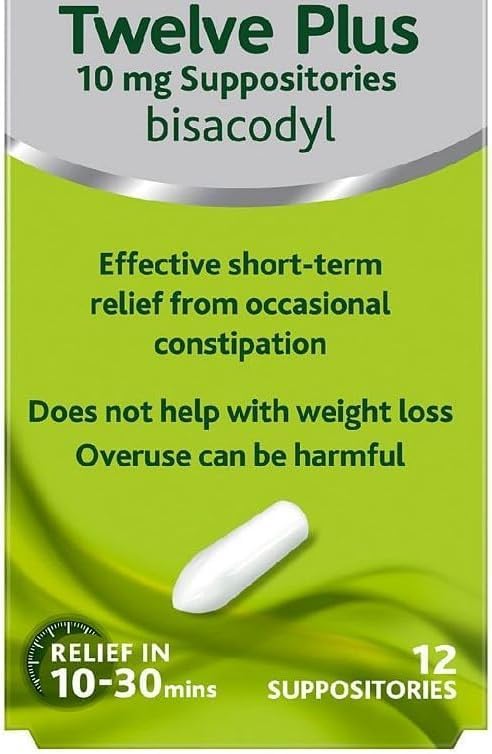 Fast-Acting Gastro-Resistant Laxative Suppositories for Constipation Relief – Pack of 12