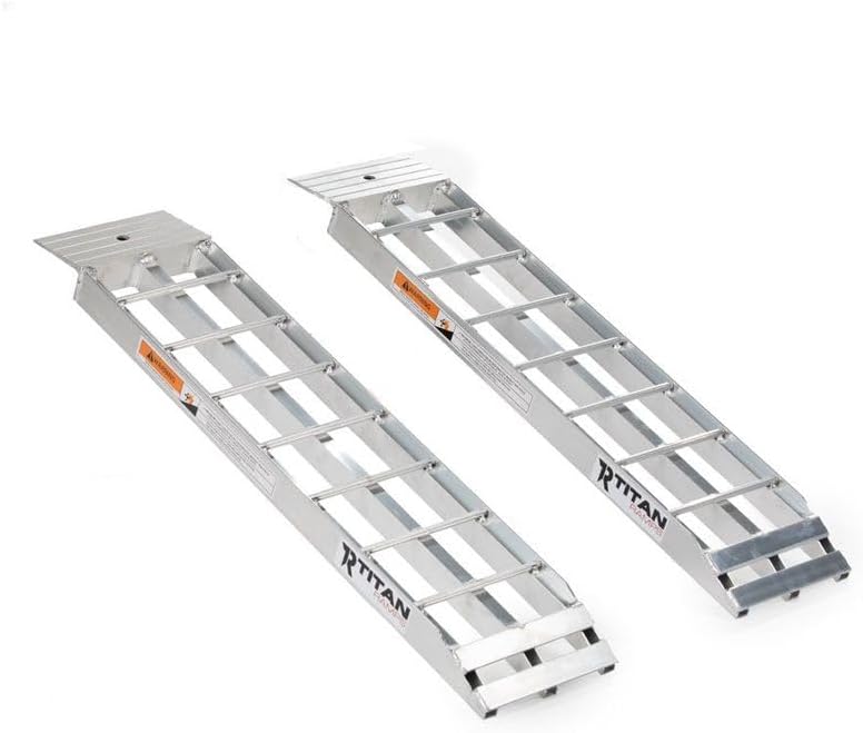 Titan Distributors Titan Ramps 36 x 8 Aluminum Dual Shed Ramps with 4 Rung Spacing, Rated 750 LB Each, Garage Shed Storage, Easy Loading