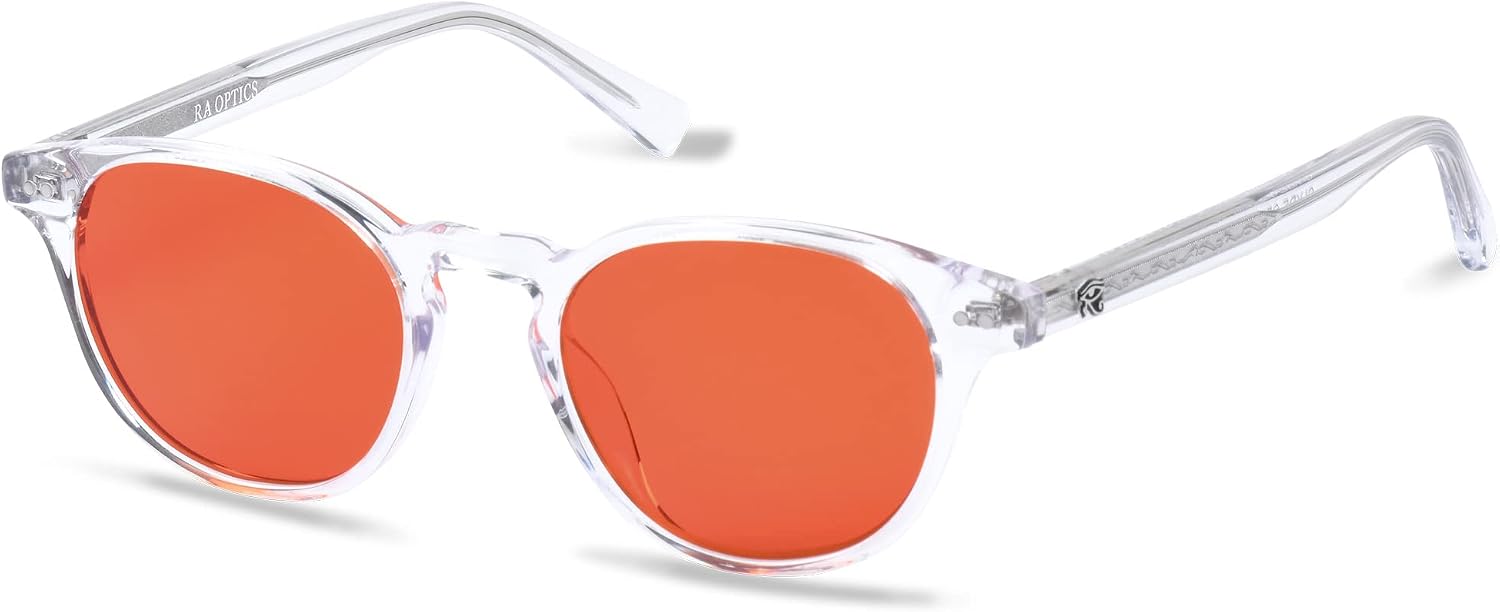 Ra Optics Clyde Frame with Sunset Lenses - Premium, Science-Based Blue Light Glasses for Sleep - Block Sleep-Disrupting Blue Light from TV’s, Phones, Computers - Proven to Increase Sleep Quality