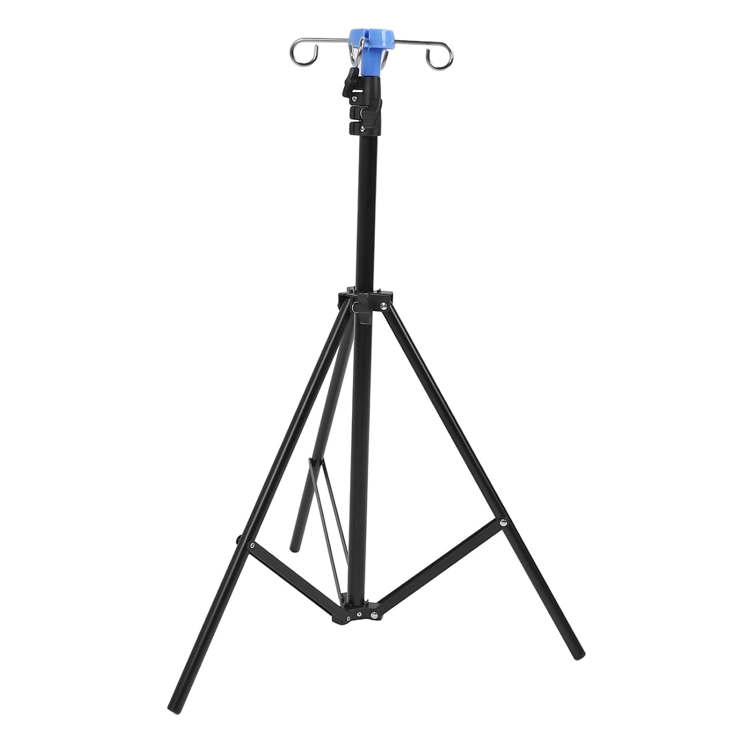 Haofy Portable IV Pole Stand with Adjustable Height, Foldable Tripod Base, 4 Hooks, Lightweight and Sturdy Material, for IV or Dialysis Bag, Wide Application (Black)
