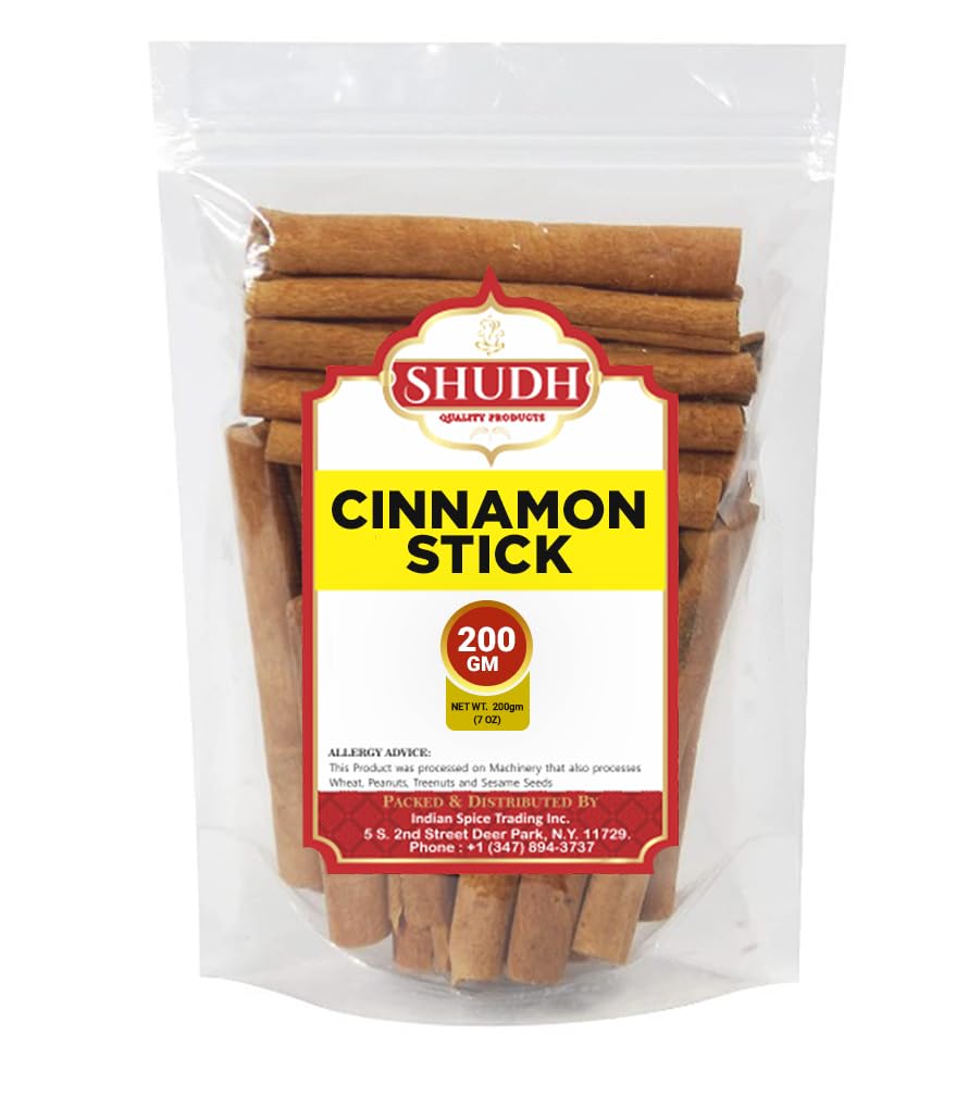 SHUDH Cinnamon Sticks 200 GM (7 Oz) | Cassia Cinnamon | Canela | Perfect for Baking, Cooking & Beverages & Oatmeal| 2 3/4" Length | 100% Raw From Indonesia