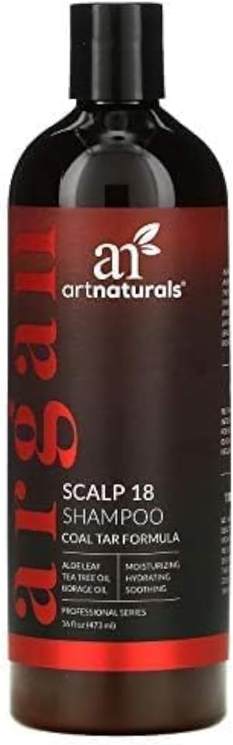 ArtNaturals Therapeutic Argan Shampoo - (16 Fl Oz / 473ml) - Natural and Organic Coal Tar with Argan Oil - Treatment Helps Anti-Itchy Scalp, Symptoms of Psoriasis, Eczema - Sulfate Free
