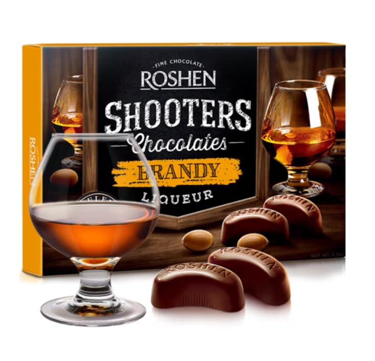 Chocolate with Wine-Flavored Filling, Three Tastes Available, Mellow and Delicious Taste, Gift Box Packaging, Perfect as a Souvenir or Christmas Gift, 150g/5.29oz per Box (20 Pieces) (Brandy Flavor)