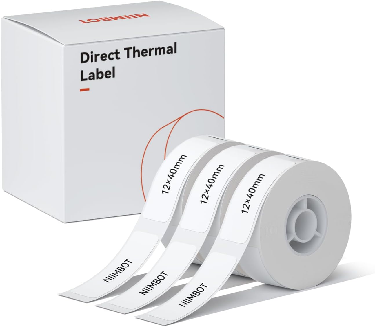 NIIMBOT Label Maker Tape for D11/D110/D101 Label Maker, 12 x 40 mm (0.47'' x 1.57''), 3Rolls for Home Office Labeling Tape Replacement, White