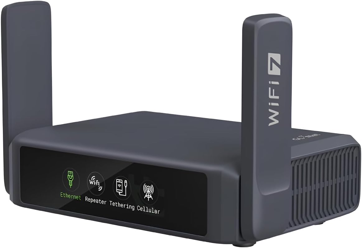 GL.iNet GL-BE3600 (Slate 7) Portable Travel Router, Pocket-Sized Dual-Band Wi-Fi 7 Travel 2.5 Gigabit Router, OpenVPN&Wireguard for Public, Hotel Wi-Fi Use, Suitable for Business/Cruise/RV/Plane/Hotel