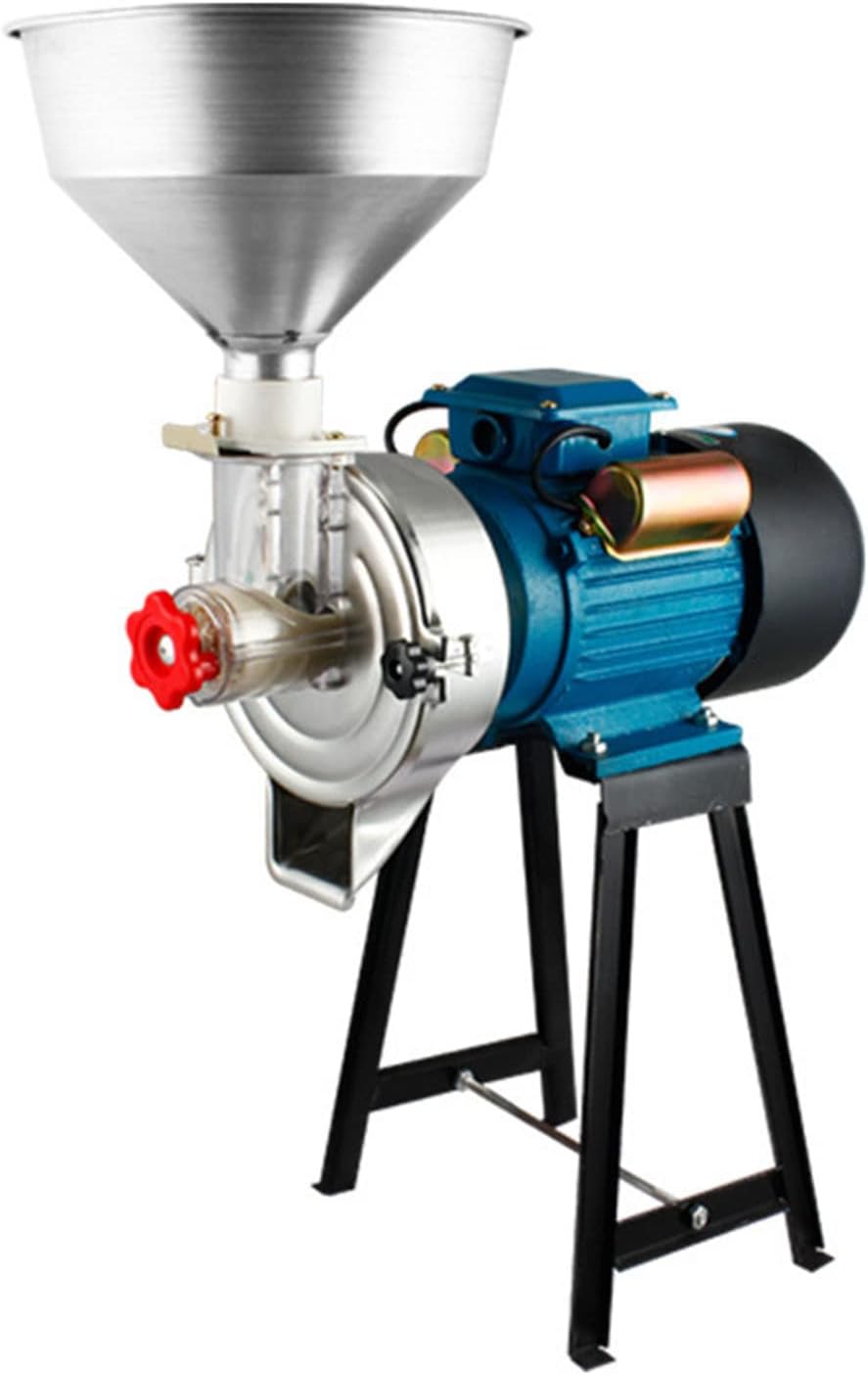 Heavy Duty Electric Grain Mill Grinder, Wet & Dry Cereals, Corn Mill, with Funnel for Flour, Rice, Feed, Coffee, Pellet in Powder