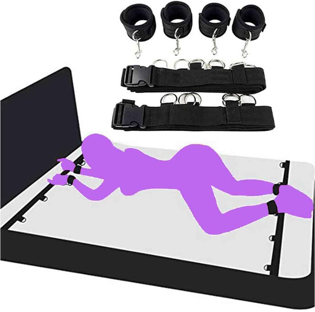 Sex Tie Downs Under Mattress Resistant Straps Adult Play Queen Bed Bondaged Restraints Sex Kit for Couples Under King Size Bed Ties Ankles and Wrists Sex Handcuffs Blindfolds Set Bedroom Toys Sweater