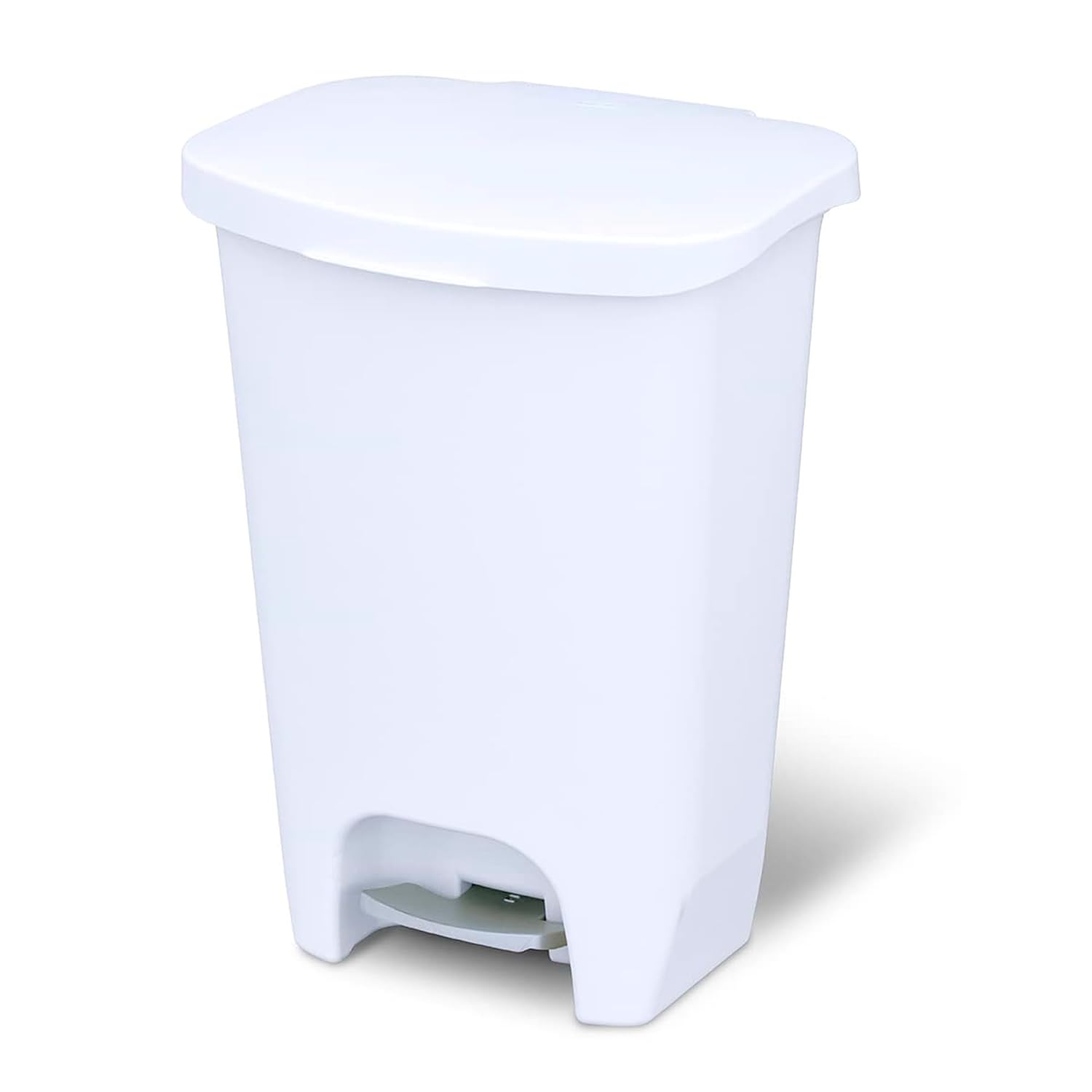 Glad 13 Gallon Trash Can with Clorox Odor Protection | Plastic Kitchen Waste Bin | Hands Free with Step On Foot Pedal and Garbage Bag Rings, White