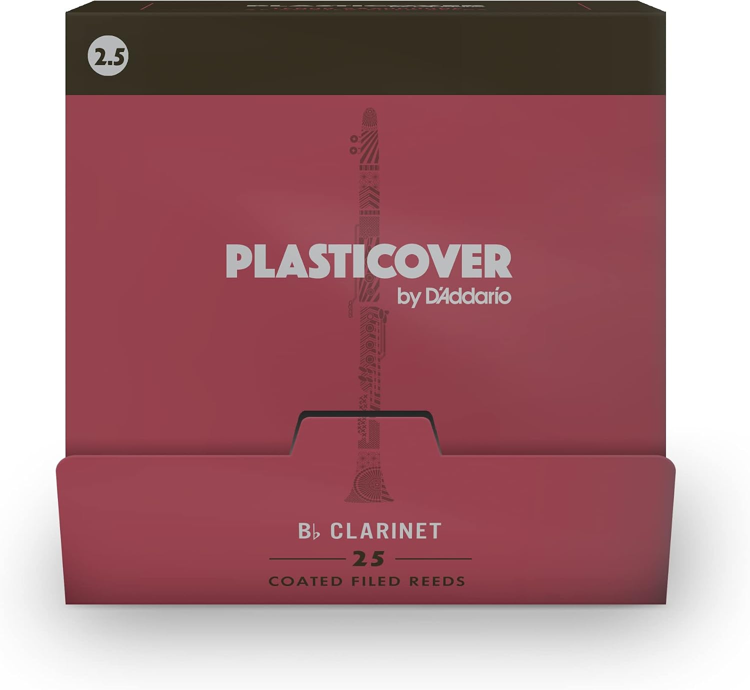 D'Addario Plasticover by D'Addario Bb Clarinet Reeds, Strength 2.5, 25-Pack