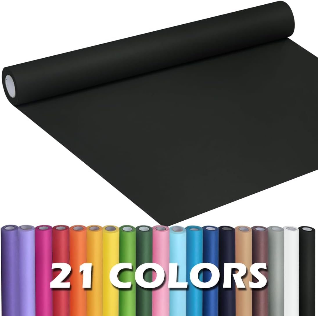 PerkHomy Black Wrapping Paper Roll Kraft Paper for Gift Bulletin Board Craft Art Bouquet Flower Packing Moving Shipping Floor Covering Table (Black, 17.5" x 80')
