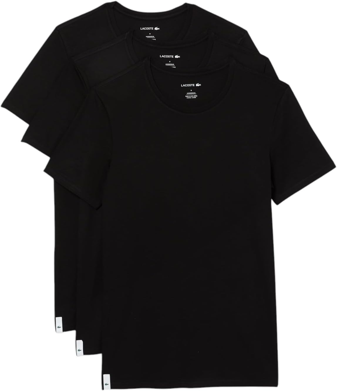 Lacoste Men's 100% Cotton Slim Fit Crew Neck Undershirt, 3-Pack