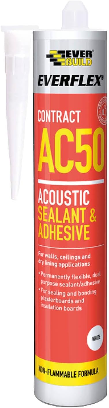 Everbuild Everflex AC50 Contract Acoustic Sealant and Adhesive, White, 380 ml
