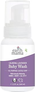 Earth Mama Calming Lavender Baby Wash Liquid Foaming Hand Soap, Organic All-Purpose Lavender Body Wash for Sensitive Skin, Castile Soap with Coconut Oil, Shea Butter, Calendula, & Aloe, 5.3 Fl Oz