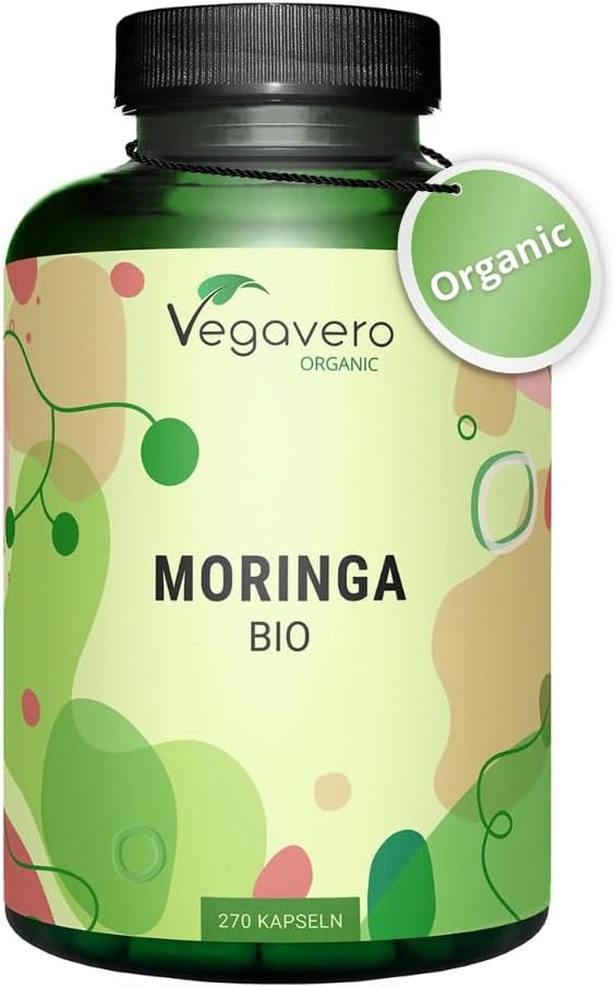 Vegavero Organic Moringa Oleifera Capsules 1800 mg | NO Additives | Pure Powder - Premium Quality | Lab-Tested & Non-GMO | Malunggay Supplement | 270 Capsules | Vegan