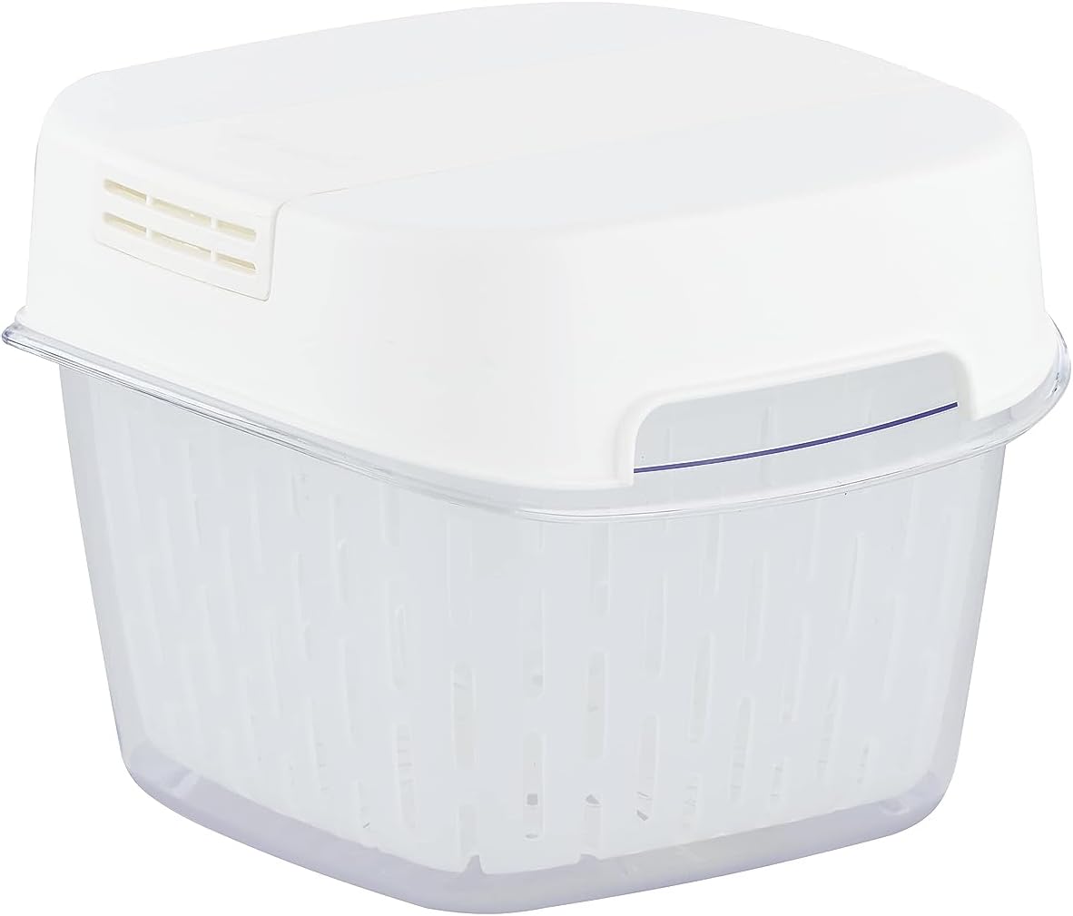Care+Protect Fridge Food Storage Container with Lid, Filter & Basket, Large 1.6L, Optimal Humidity Control, Keep Fruits and Vegetables Fresh for Longer, Fridge Organizer, BPA Free, Dishwasher, White