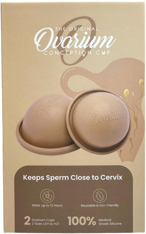 Ovarium® Patented Reusable Medical-Grade Silicone Fertility Aid Cups - Hormone Free - Keeps Sperm Close to Cervix Up to 12 Hours (2 Sizes) - Increase Chances of Natural Conception
