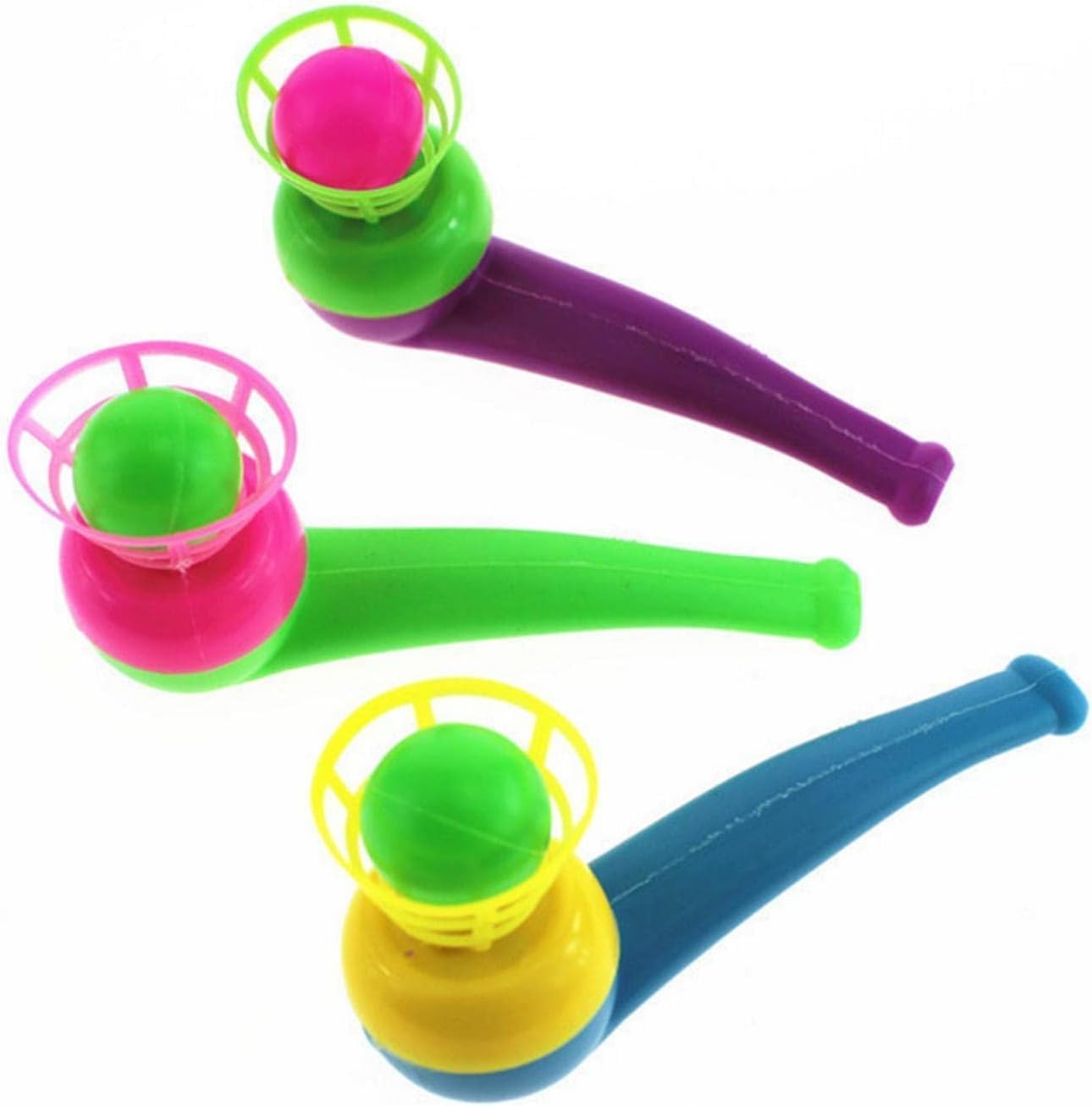 Nlinlin 3pcs Random Color Floating Blow Pipe Balls Game Toys, Floating Blow Pipe & Balls Balance Blowing Toys, Stress Reliever Balance Blowing for Toddlers Kids Adults Funny Party Supplies