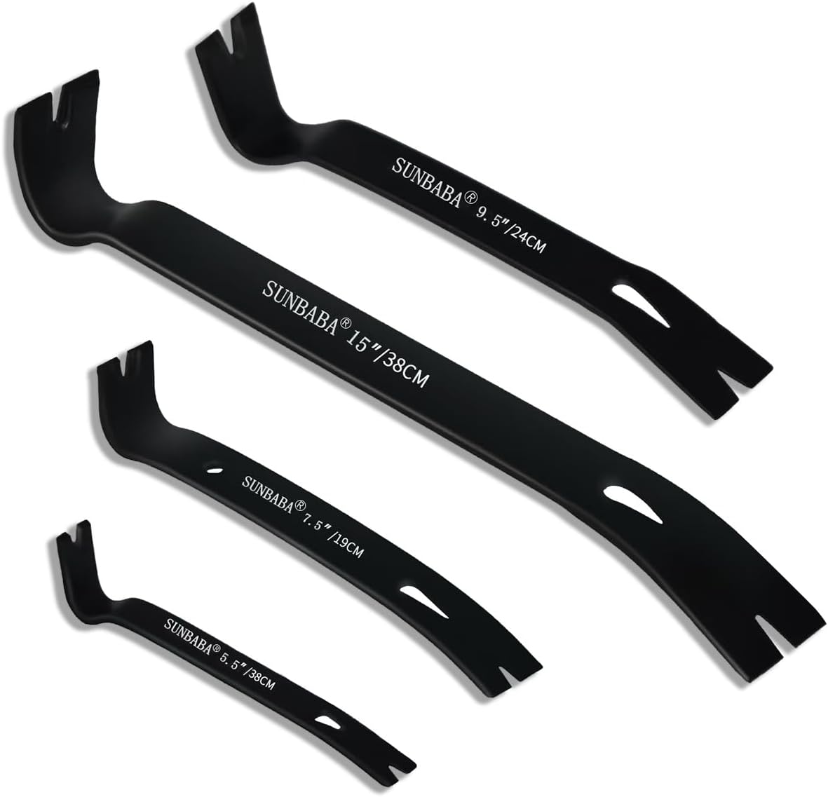 4-Pack Pry Bar Set 5-1/2"/7-1/2"/9-1/2"/15" Mini Nail Puller Crowbar,Utility Heavy Duty Claw Bar,High-Carbon Steel Crow Bar Tool for Woodworking,Prying,Lifting,Pulling