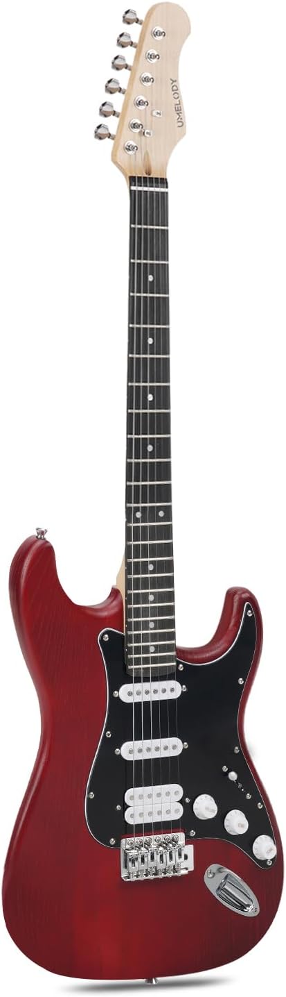 UST-150 Beginner Electric Guitar, Lightweight ST Style Guitar with Matte Natural Finish, Easy to Play for New Players, Perfect for Home Practice, Learning and First Guitar Experience, Red