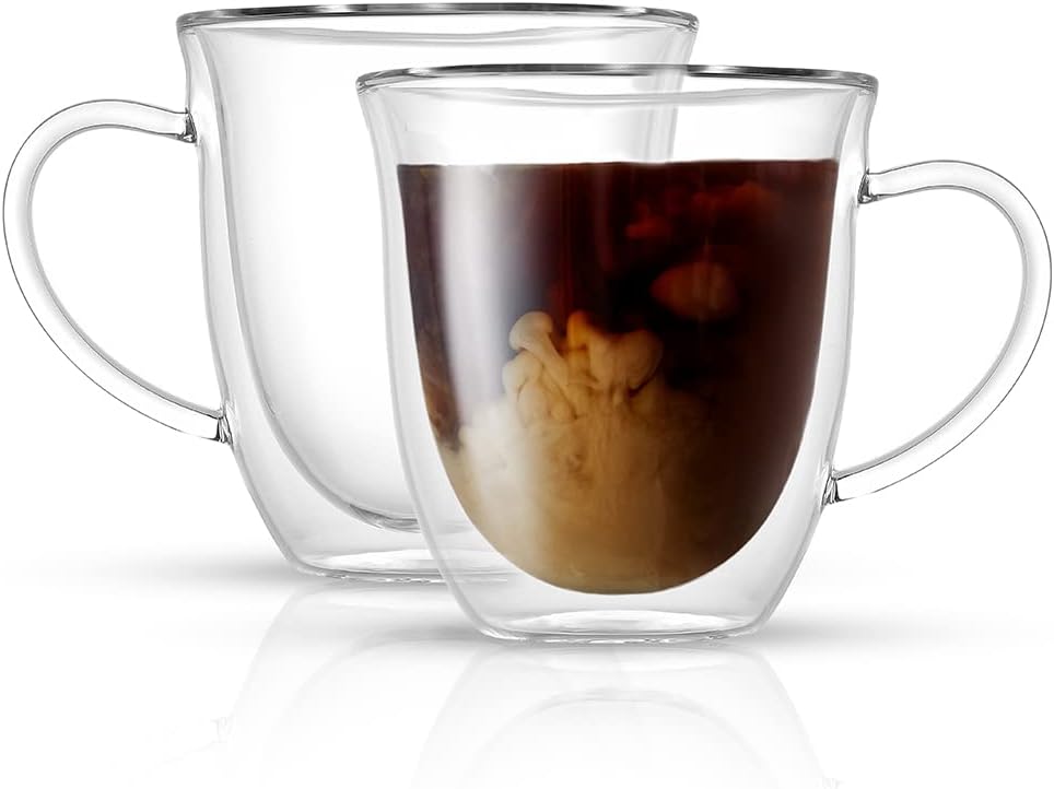 JoyJolt Serene Double Walled Insulated Glasses Coffee Mug (Set of 2) 13.5 Ounces