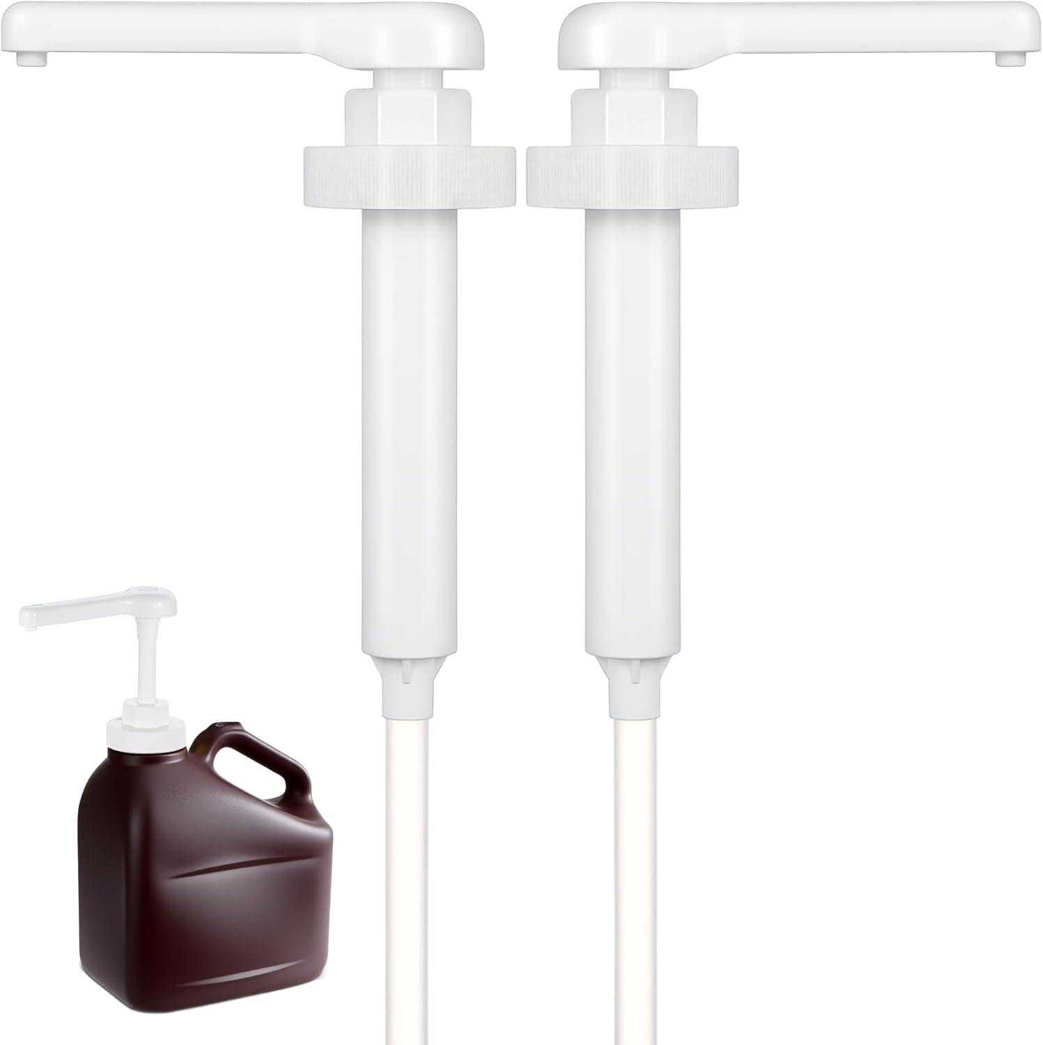 2 Pcs Pump for Chocolate Syrup Gallon, 2 1/16 Inch Thread Diameter Pump Dispenser Pouter Sturdy for Chocolate Syrups, Condiments, and Hot Sauce. Fits Most Home Half Gallon Bottles(53mm)