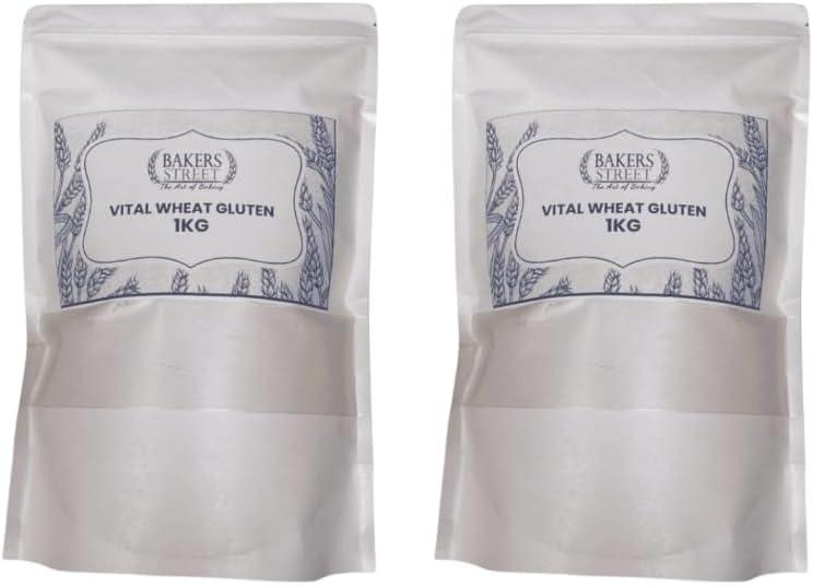 Vital Wheat Gluten Flour - High Protein Flour for Bread - Pizza Dough - Bagels - Seitan - Plant Based Cooking - Enhances Dough Strength - Texture and Elasticity (2X1KG)