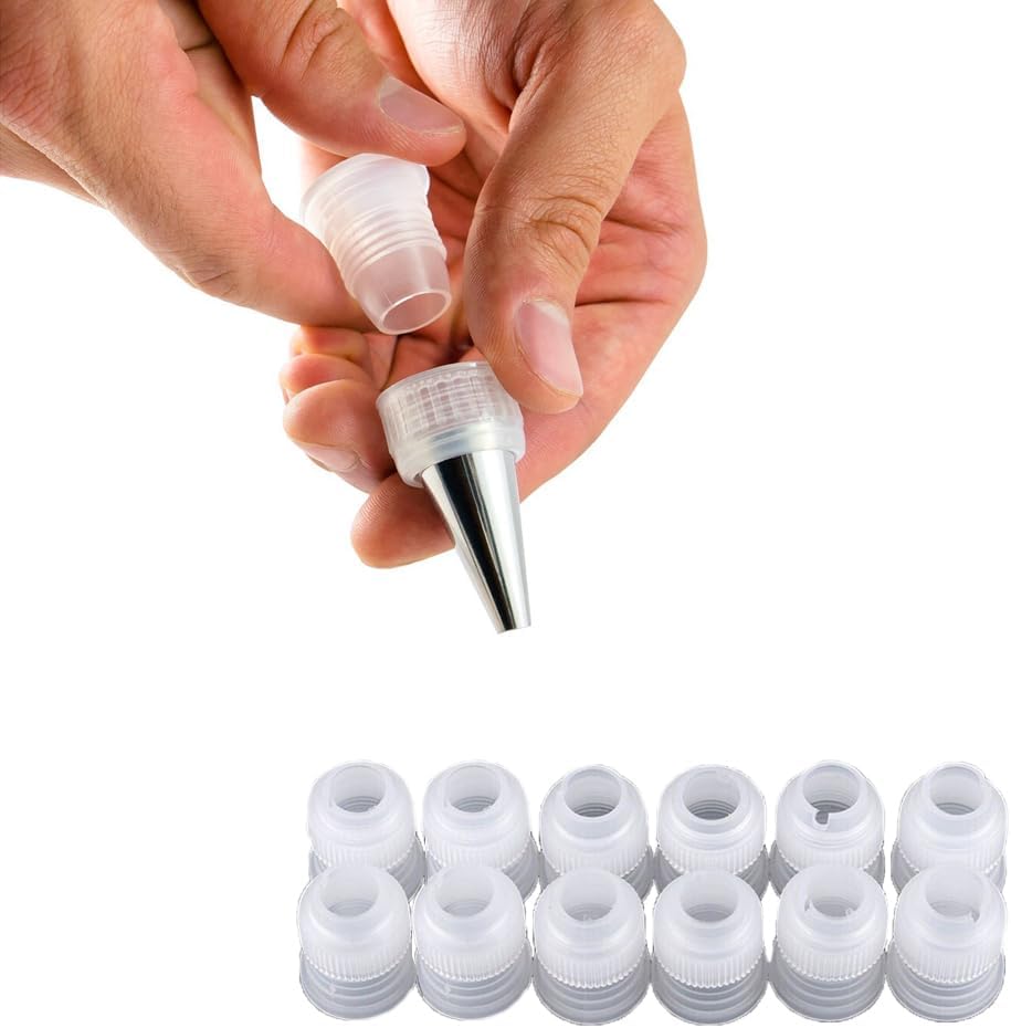 Small Piping Coupler for Bags,Standard Piping Nozzle Couplers Attach to Small Decorating & Filling Tips,12 Pcs