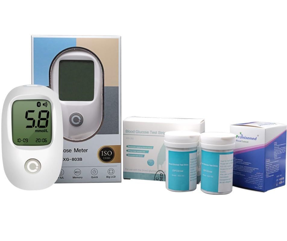 Digital sugar monitor Diabetes Testing Kit Blood Glucose Monitor Meter with 50 Test Strips and 50 Lancets in mmol/L Blood Sugar Test Kit with Lancing Device No Coding for Home Use