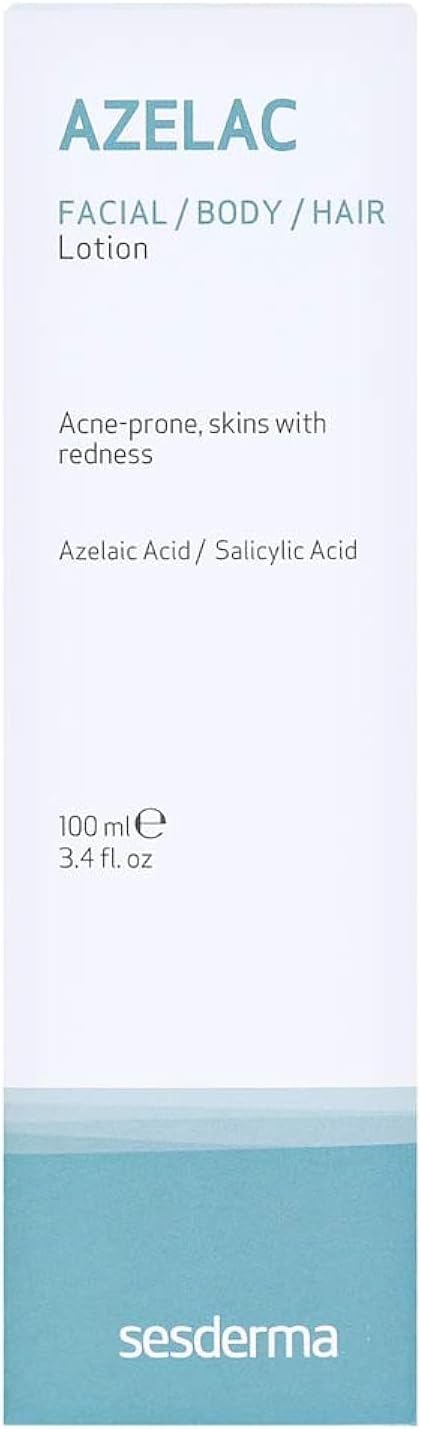 Sesderma Azelac Lotion 100ml- Comprehensive Oily and Acne Prone Skin Care - Soothes redness & Regulates Sebum - Targets In-grown Hairs - Convenient Portable Size with Easy Spray Usage