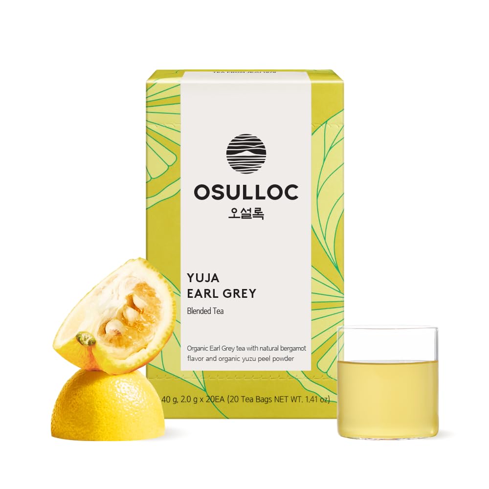 OSULLOC Yuja Earl Grey (Natural bergamot flavor, Yuju), USDA Organic, Premium Teabags from Jeju Island, 20 count, 1.41 oz, 40g