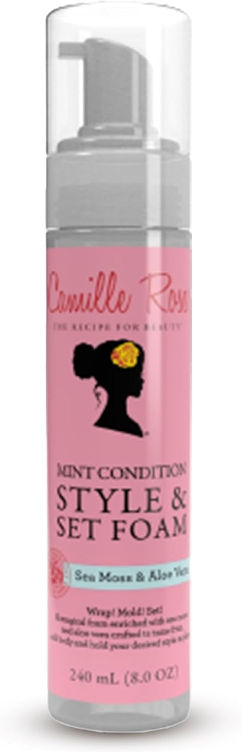 Camille Rose Mint Condition Style & Set Foam, Sea Moss & Aloe Vera, Styling Foam for All Hair Types, 8 Oz