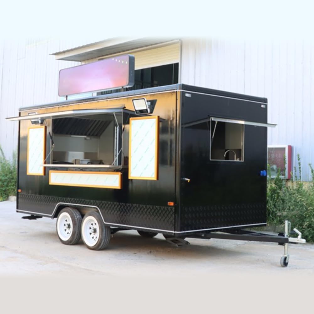 BELYOO Food Truck Vending Cart, Mobile Food Trailers For Sale Food Truck Trailers Full Kitchen, Concession Food Trucks Trailers Hot Dog Vending Cart Ice Cream Cart