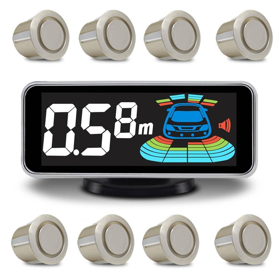 Car Parking Sensors Kit Reverse Radar parktronic System Auto Electronics Vehicle Back Assistant Reverse 8 Sensor (Golden)