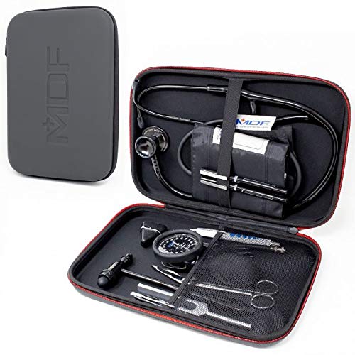 MDF Instruments, Hard Case for Classic Cardiology, MD One® & Acoustica® Stethoscopes, Reflex Hammers, Sphygmomanometers, Penlights - Mesh Pocket for Doctor & Nurse Accessories - Large (MDFSCL12)