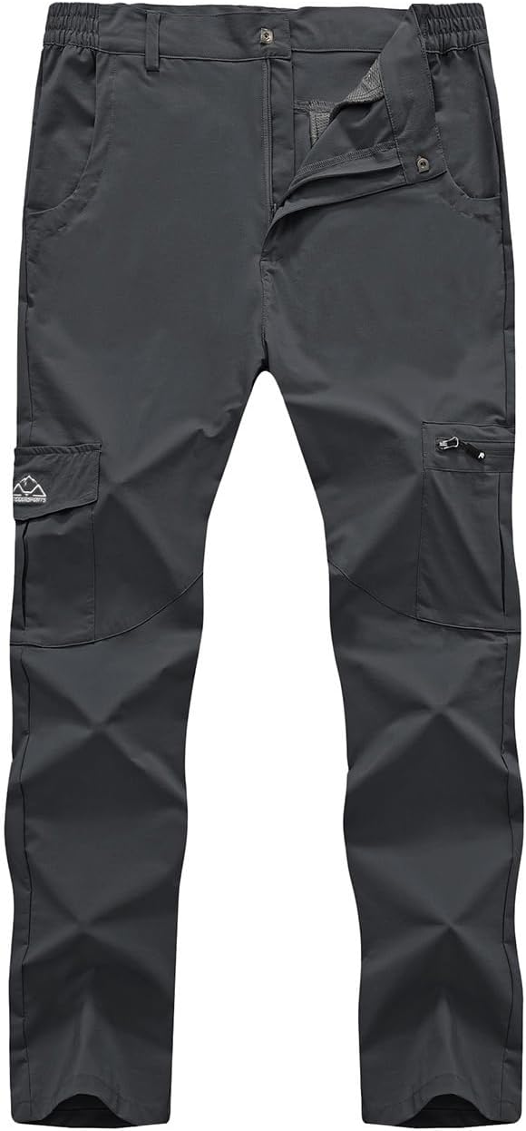 Rdruko Men's Hiking Pants Lightweight Quick Dry Water Resistant Outdoor Travel Work Fishing Pants 6 Pockets