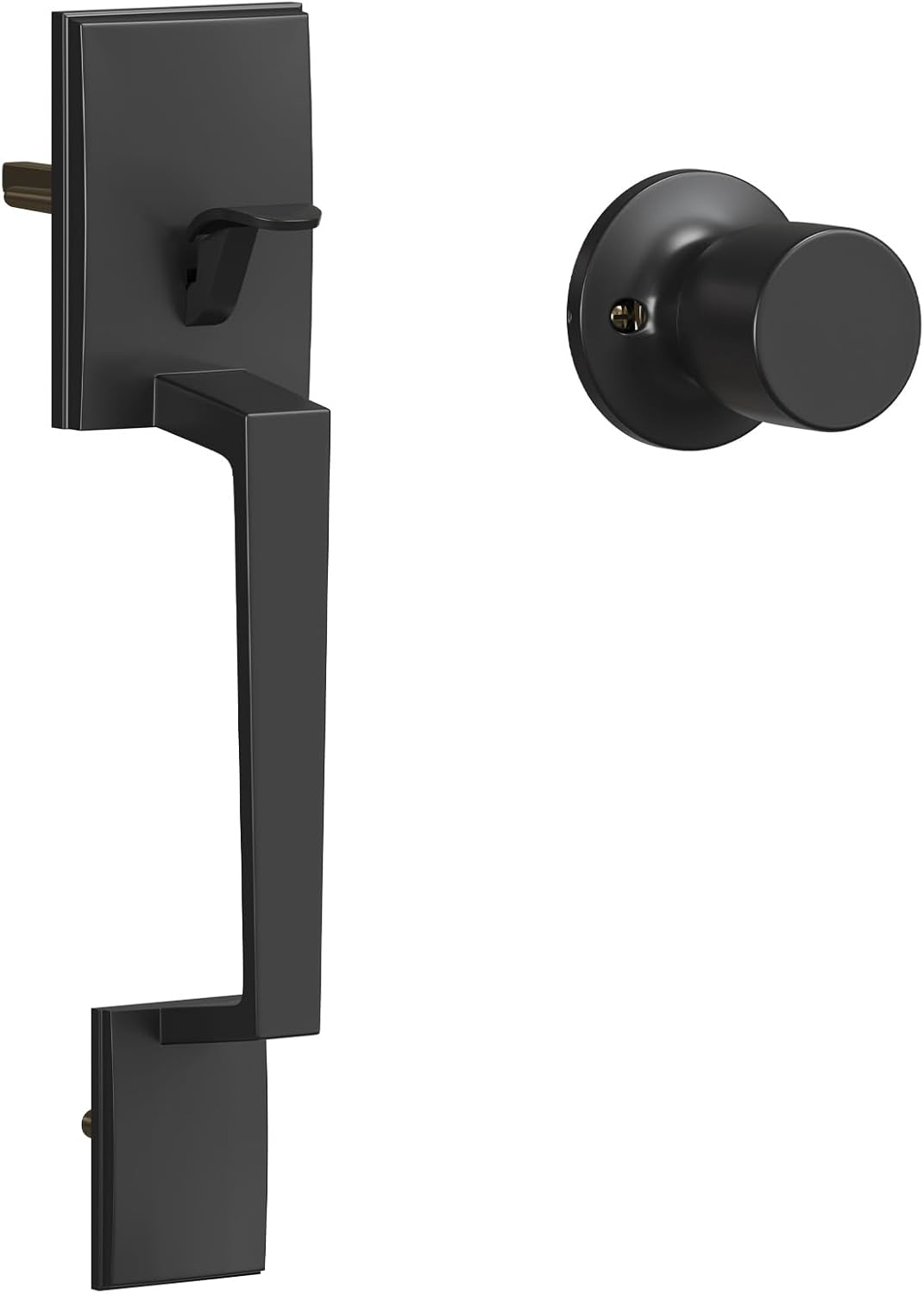 HOSOM Front Door Handle Exterior Door Handle Set with Door Knob, Entry Door Handleset for Right & Left-Handed Doors No Lock, Matte Black